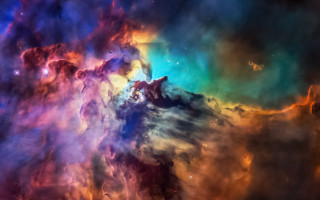 Colorful star forming nebula fire - nebula free wallpaper