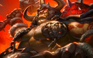 Horned man sword demon glowing - horn free wallpaper for desktop