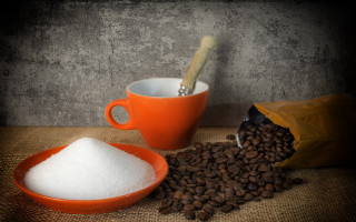 Coffee bag sugar beans spoon - neoplasticism free wallpaper