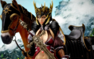 Woman horse gothic armor blonde - high detail 8 k free wallpaper for desktop