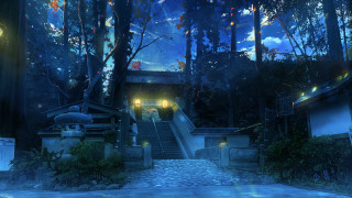 Stairway woods night person magic - kyoto animation free wallpaper