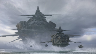 Large ship ocean matte painting - top of a body free wallpaper for desktop