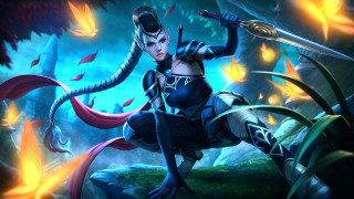 Fantasy woman fire demon sword - behind her free wallpaper for desktop