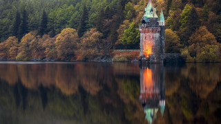 Castle lake reflection forest magical - magical atmosphere free wallpaper