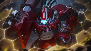 Glowing robot red suit mecha - a red suit free wallpaper
