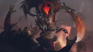 Demonic red horns sword fire - a demonic demon free wallpaper