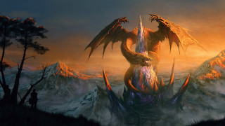 Dragon wings mountain sunset fire - dragon art free wallpaper