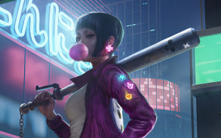 Purple woman baseball bat pink - a neon sign free wallpaper