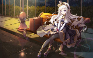 Alice prin rococo steampunk sitting - a bench next free wallpaper