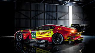 Red sports car yellow stripes - a white light free wallpaper