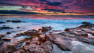 Sunset ocean rocks water pink 2 - rock and water free wallpaper