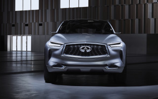 Silver infiniti concept car building - realistic free wallpaper for desktop