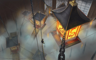 Skyhouse chains pagoda fantasy architecture - chain free wallpaper for desktop