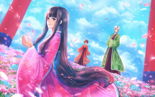 Woman pink dress umbrella cherry - umbrella free wallpaper