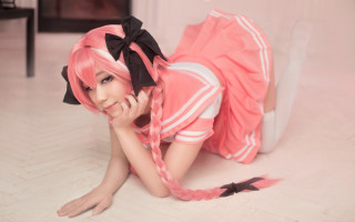 Pink hair black bow cosplay - a black bow free wallpaper