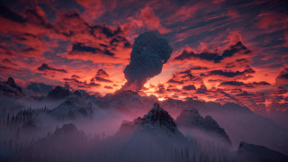 Mountain range red sky sunset - a red sky free wallpaper