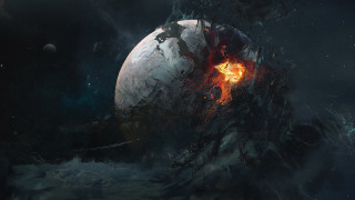 Space station planet fireball aurora - chris cold free wallpaper