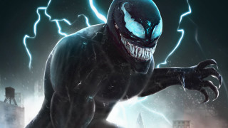 Creepy man black suit lightning - ultra realistic digital art free wallpaper