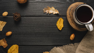 Coffee leaves table cloth bag - a still life free wallpaper