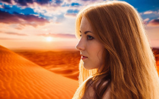 Desert sunset woman longhair cloudy - arabella rankin free wallpaper for desktop