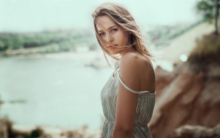 Woman dress water boat hill - a woman in a dress free wallpaper for desktop