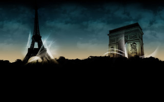 Eiffel tower light trail matte - the dark sky free wallpaper for desktop