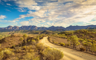 Desert mountains dirt road cinematic - cinematic landscape free wallpaper for desktop