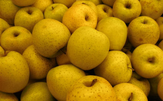 Yellow apples brown spots white - a pile free wallpaper for desktop