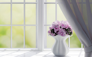 Vase flowers window curtain bridal - a vase of flowers free wallpaper for desktop
