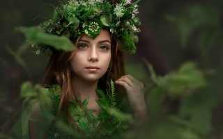 Woman leaf wreath plant eye - elinor proby adams free wallpaper for desktop