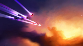 Jets cloudy starry sky dusk - a star free wallpaper