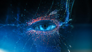 Blue eye hologram cybernetics fireworks - a blue eye free wallpaper