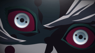 Cat redeye blackbg whitecircle vanitas - a close up of a cat free wallpaper