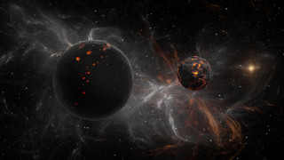 Black planets starfield aurora moon - star and dusts free wallpaper