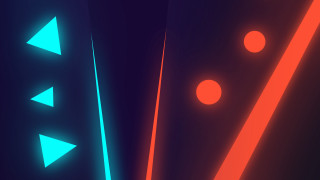 Neon geometric abstract moonlight night - dynamic free wallpaper for desktop