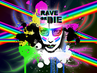 Rainbow colored face glasses rave - psychedelic art free wallpaper