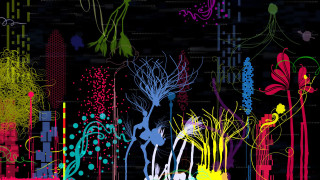 Colorful abstract trees plants black - biopunk free wallpaper