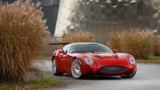 Red sports car street bush - a street next free wallpaper