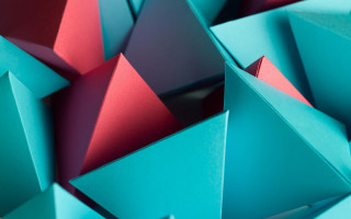 Blue red triangles abstract sculpture - geometric shape free wallpaper for desktop