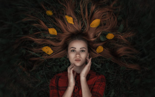 Woman hair blowing yellow flowers - anka zhuravleva free wallpaper