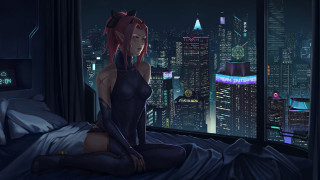 Cyberpunk astral cityscape night window - a city view free wallpaper