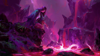 Woman purple fire cave magic - andreas rocha free wallpaper for desktop