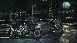 Motorcycles parking lot night city 2 - dark background free wallpaper