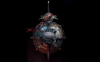 Sword shield dragon red ribbon - a red ribbon free wallpaper