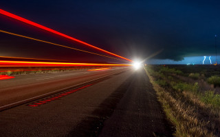 Long exposure car highway night - a highway free wallpaper