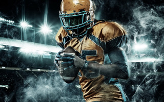 Football player gold uniform stadium - aaa game free wallpaper