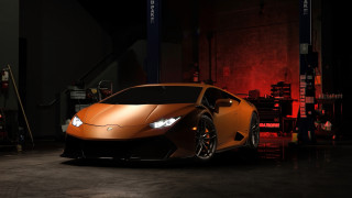 Car garage red lights photorealism - bernardo cavallino free wallpaper