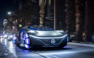 Futuristic car city night neon 5 - a futuristic car free wallpaper for desktop