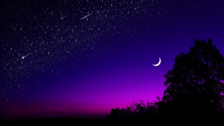 Purple sky stars moon astronaut - night sky free wallpaper