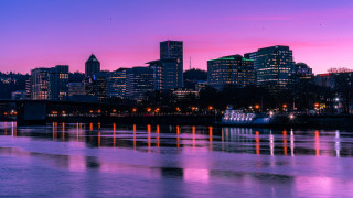 City skyline river bridge dusk - dusk free wallpaper for desktop